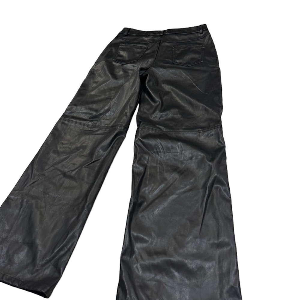 MakeMeChic Women's Faux Leather Pants Straight Wide Leg Leather Pants Black - Picture 5 of 8
